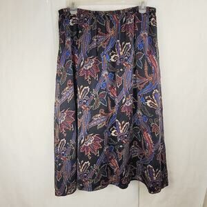 Vintage Koos Of Course black silk maxi skirt 1X paisley Boho Retro Whimsigoth